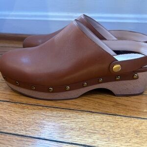 Women's Brown Leather Clogs